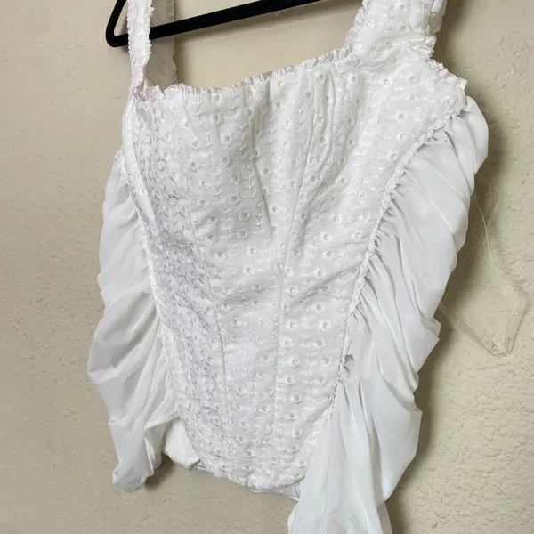 HOUSE OF‎ CB 'Catalina' White Broderie Anglais Corset NWOT size Large - Image 6