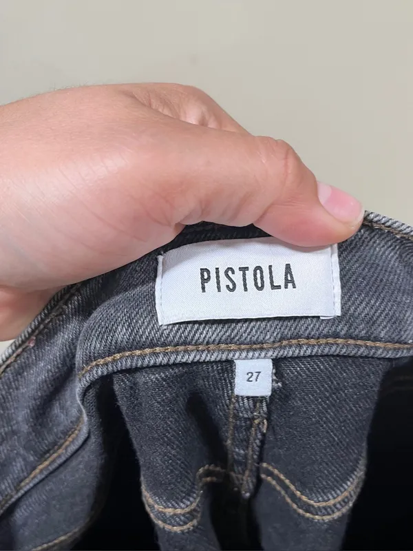 Pistola high-rise black acid wash mom jeans faded, vintage-style size 27 EUC - Image 8