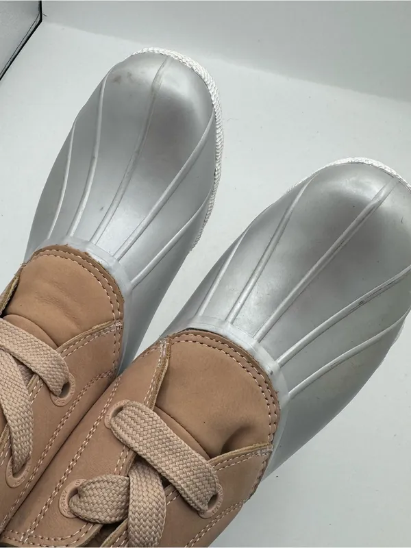 Sperry Waterproof Saltwater 2 Eye Duck Boots‎ pink silver size 8.5 rainboot - Image 4