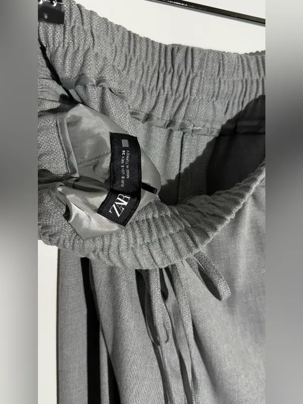 Zara Light Gray Elastic Waist Drawstring Pants - Image 14