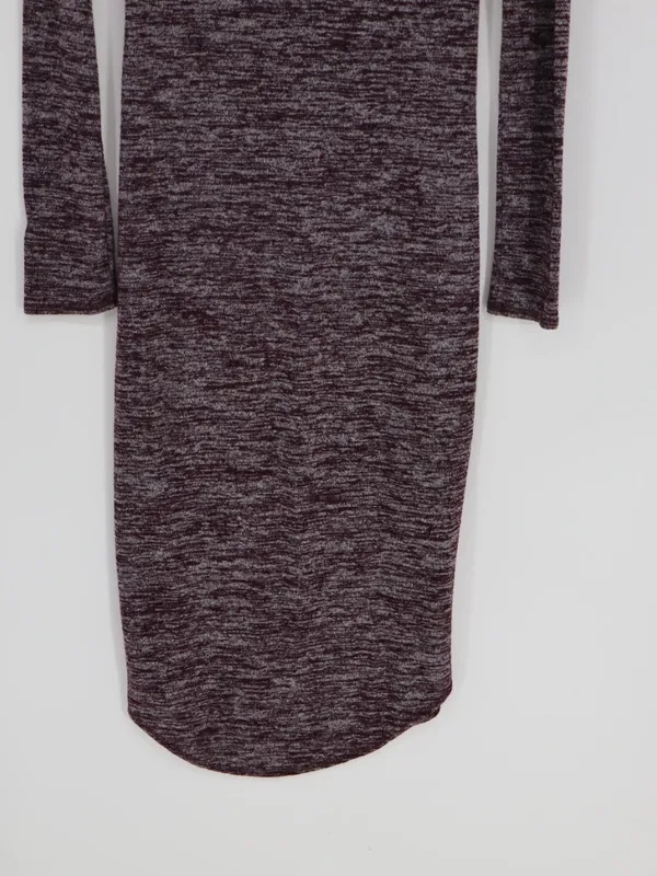 Wilfred Free Aritzia Dress Medoum Burgundy Marled Long Sleeve Scoop Neck Stretch - Image 11