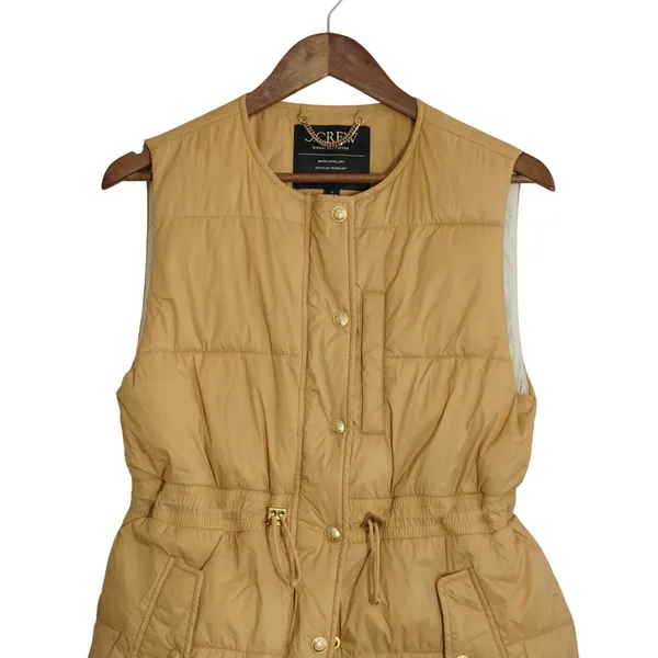 J. Crew Women's Small Light Brown Beige Signature Puffer Vest Quilted Preppy - Image 2