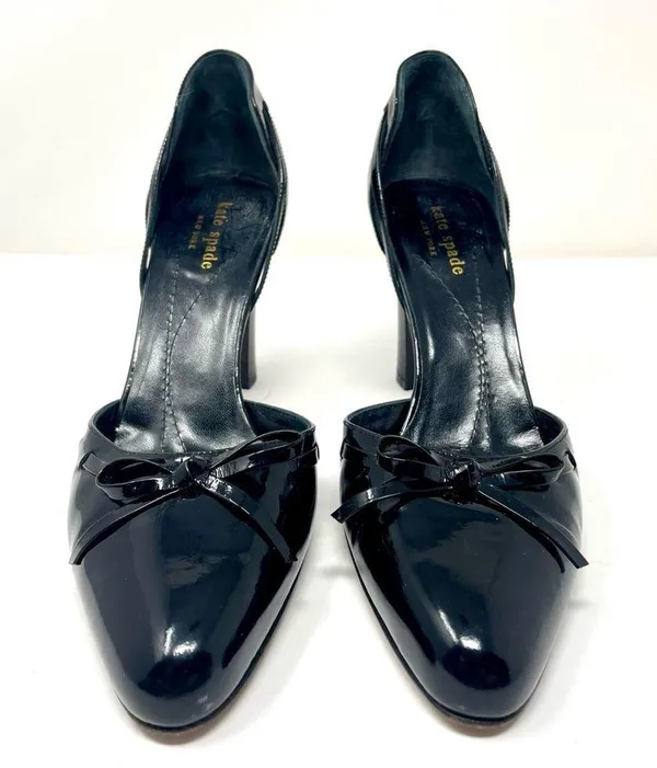 KATE SPADE black patent leather heels, made in Italy, size 8B - Image 5