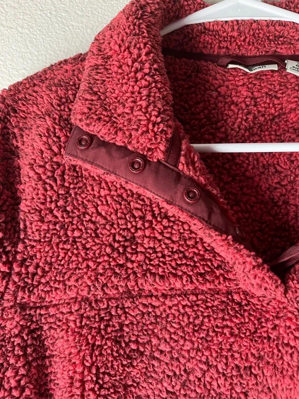 L.L. Bean Red Sherpa Snap-Neck Pullover - Image 2