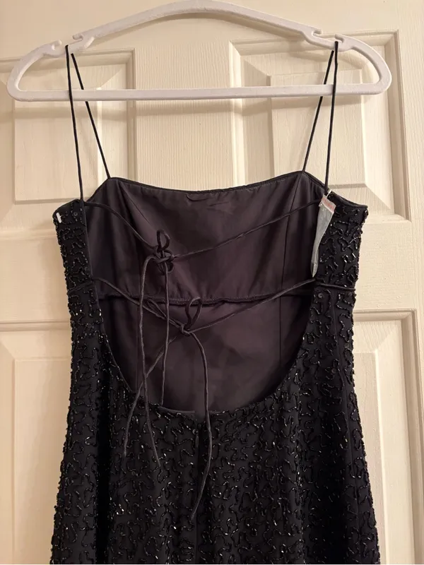 Morgan & Co. Black Beaded Spaghetti-Strap Maxi Dress - Image 4
