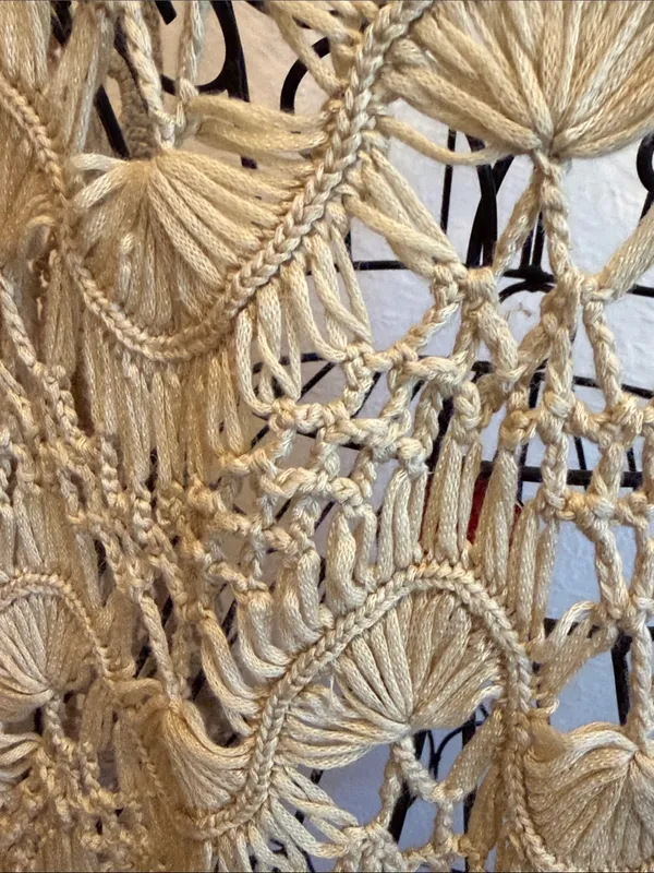 🎪🎪🎪BOGOHO🎪🎪🎪Cato Cream Crochet Open-Front Cardigan with Fringe-Large - Image 7