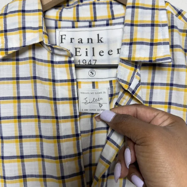 Frank‎ & Eileen Women Eileen Button Front Shirt Small Yellow Gingham Plaid Relax - Image 3
