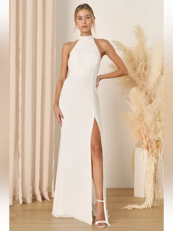 Captured Your Heart White Halter Maxi Dress - Image 2