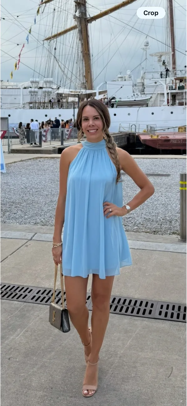 Corine Halter Light Blue Mini Dress from Alice + Olivia - Image 4