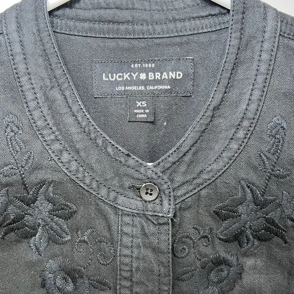 Lucky Brand Popover Dress Black Embroidered Denim Pullover Long Sleeve Y2K XS - Image 3