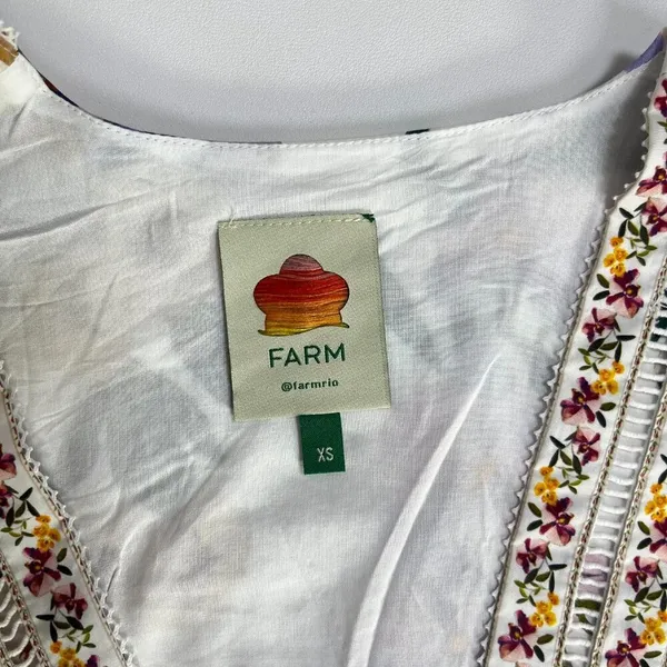NWOT Farm Rio Greek Garden Long Sleeve Plunge Neck Cotton Romper Size XS - Image 7