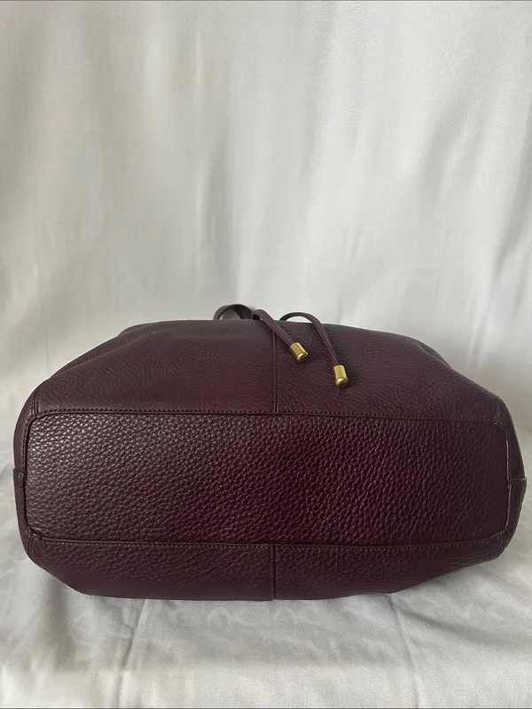 COACH Soft Legacy XI Eggplant Purple Pebbled Leather Drawstring Tote Bag Purse 🌺 - Image 5