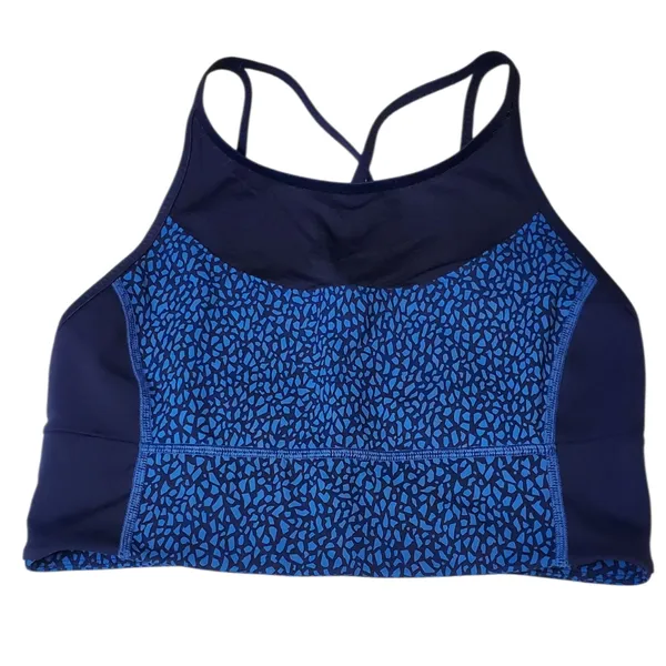 Lululemon Clip-In Long Line BraMiss Mosaic Lakeside Blue Hero Blue/Hero Blue /10 - Image 3