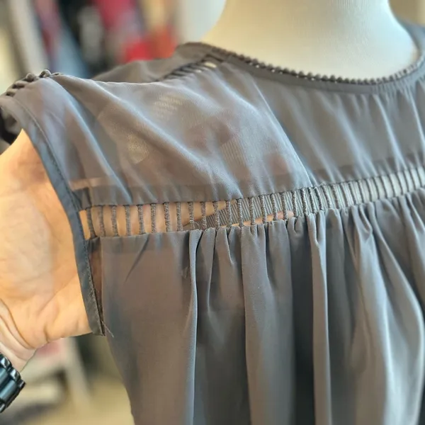 LOFT Brown Sheer Top Small - Image 4