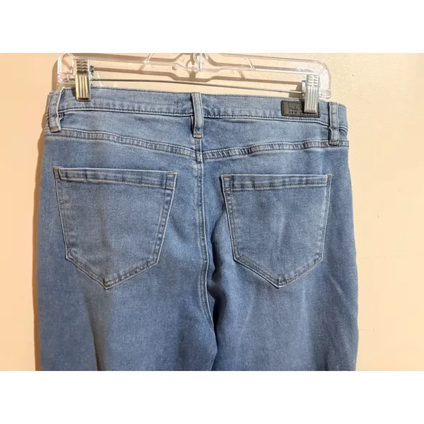 Nicole Miller Soho Bootcut Jeans Womens 8 Blue Excellent Floral Embroidered High - Image 16