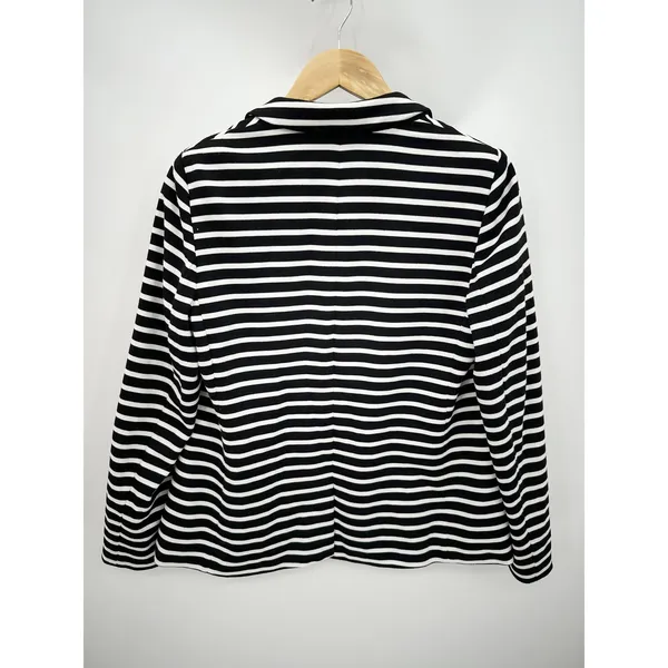 Chico's Womens Striped Blazer Size M Black White Single Breasted Career‎ HG9 - Image 2