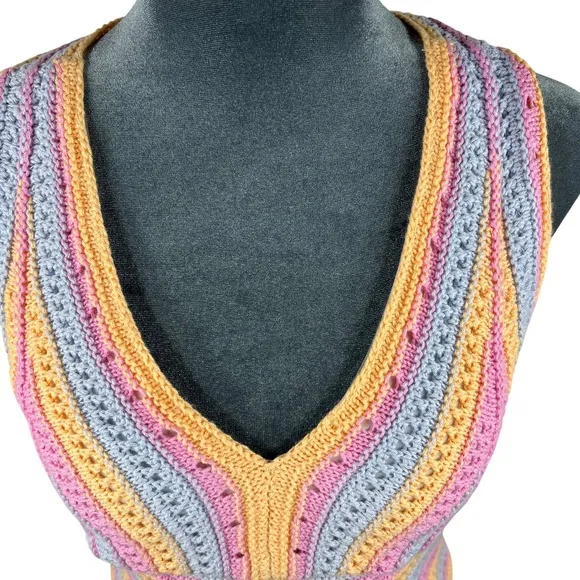 Hollister Crochet Halter‎ Top Small Boho Festival Knit Y2K Fairycore Summer NEW! - Image 6