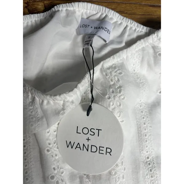 LOST + WANDER Plus Size White Ruffle Strap Eyelet Tank Whimsical Romantic 1x NEW - Image 9