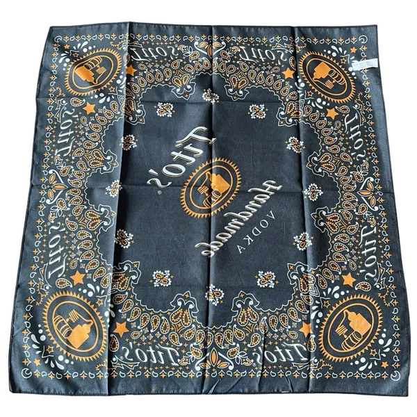 Tito’s Handmade Vodka Black Orange Paisley Bandanna Handkerchief 22x23 NEW - Image 2