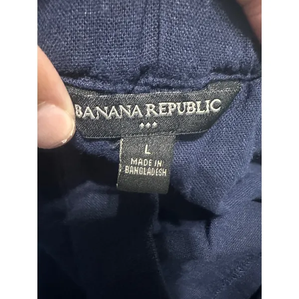 Banana Republic Navy Linen Blend Easy Short Elastic Waist 5in‎ Inseam Large L - Image 5