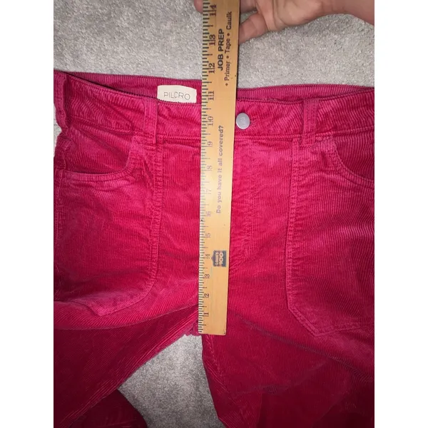 pilcro wide leg crop (29in Inseam) pink‎ corduroy pants raw hem 27 - Image 8