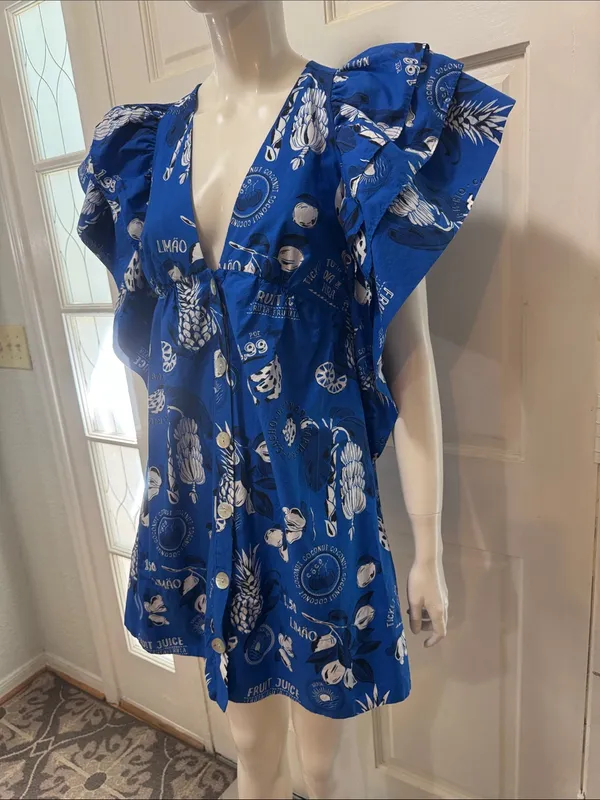 Farm Rio Flutter-Sleeve Babydoll Mini Dress Size XSmall - Image 7