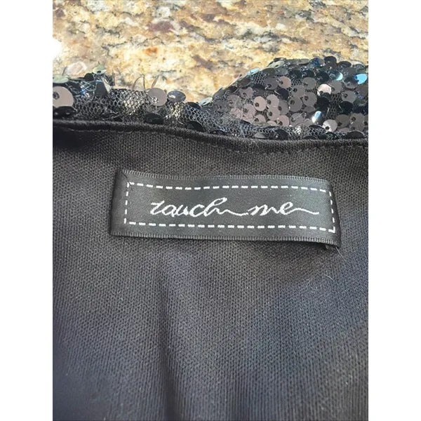 Score Black Sequin Football Graphic Tee Short Sleeve Shirt Womens Sz Large - Image 2