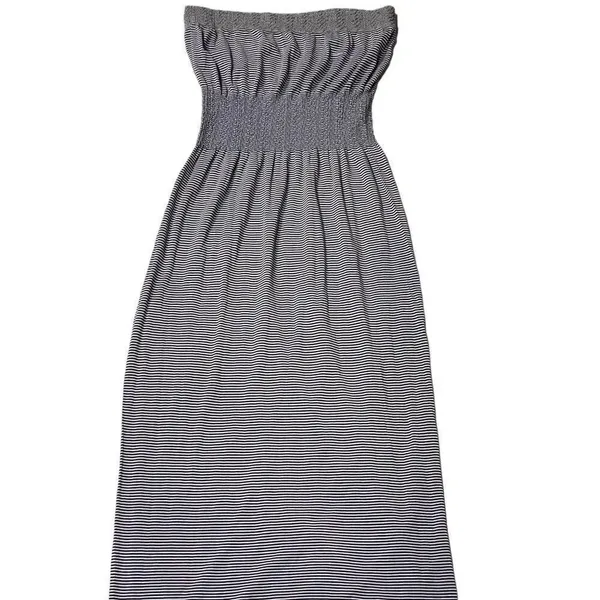 Lark + Grey Smocked Strapless Midi Casual Dress - Image 4