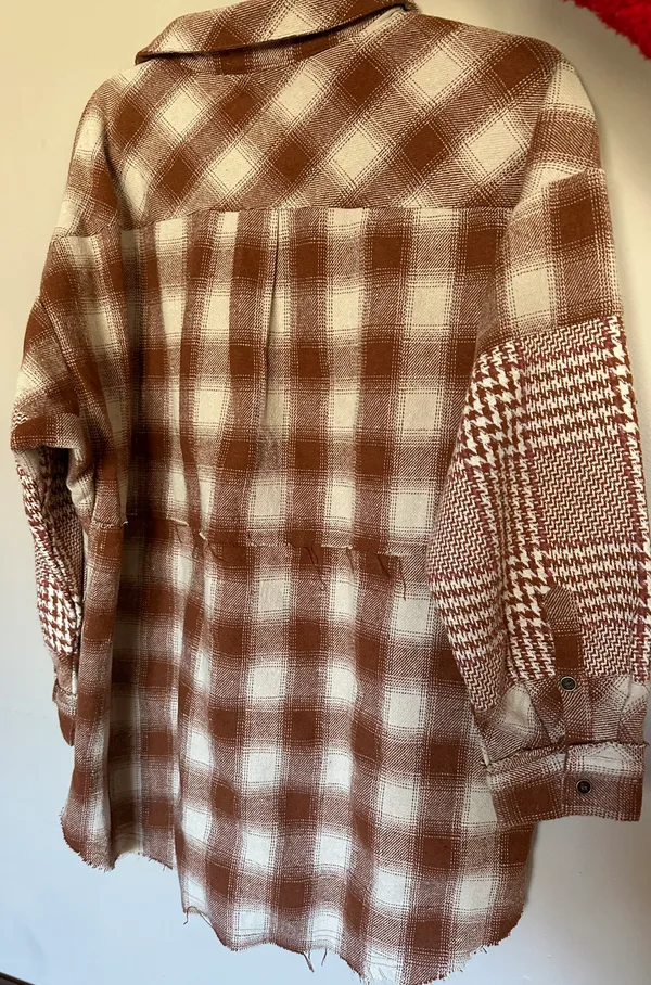 Flannel Dress Shacket Brown - Image 2