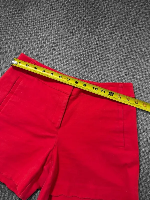 Women’s Red Scalloped Hem Cotton Blend Short - Image 6