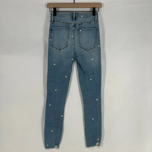 Abercrombie & Fitch Simone Ankle Jeans‎ Womens 0 Blue Denim Frayed Hem High Rise - Image 2