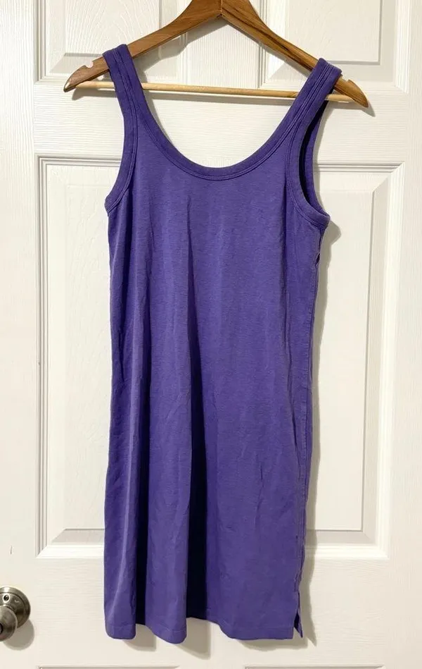Lululemon Classic Fit Cotton Blend Scoop Dress Size 4 Purple Linen Tank Shirt - Image 2