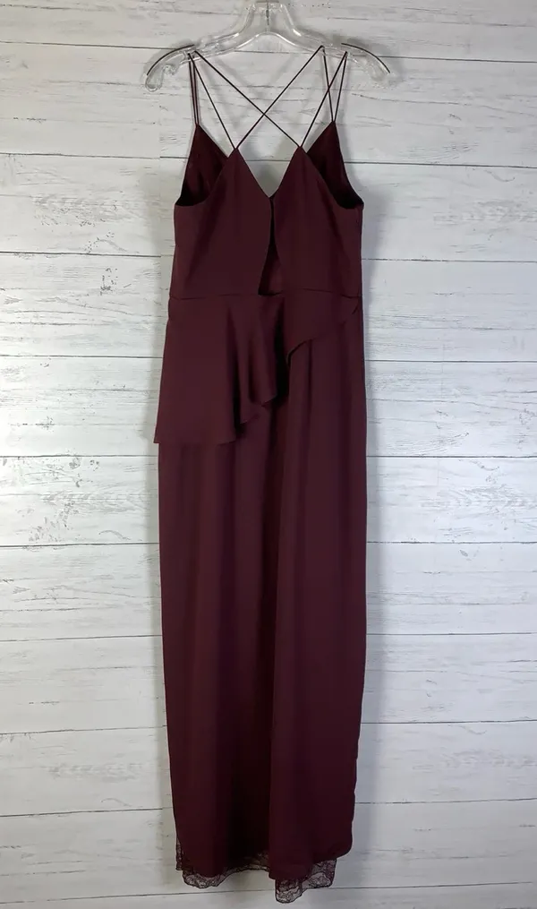 Forever New maroon wrapped strappy dress front slit size 8 - Image 5