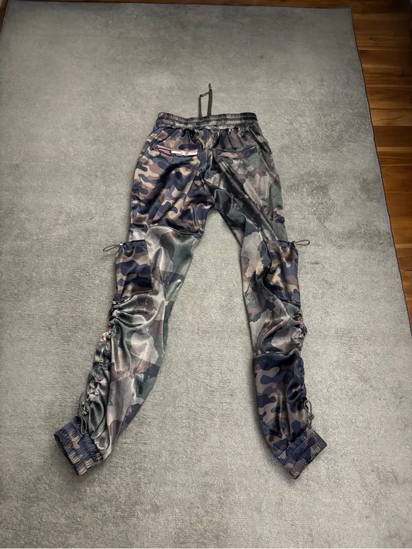 Maniere De Voir Patchwork Camo Print Cargo Drawstring Satin Jogger’s Women’s - Image 4