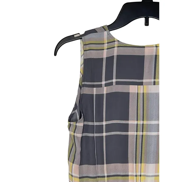 Loft Women Tank Top Semi Sheer V-Neck Plaid Peplum‎ Surplice Wrap Multicolor XS - Image 8