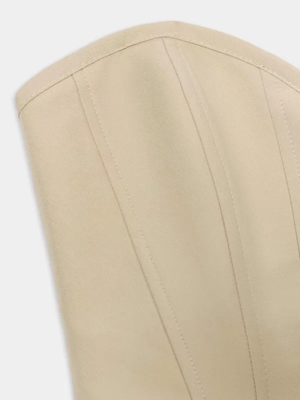 ZARA Strapless Beige Corset Top - Image 5