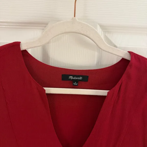 Madewell Red Du Jour Long Sleeve Tunic Shirt Dress Small - Image 5