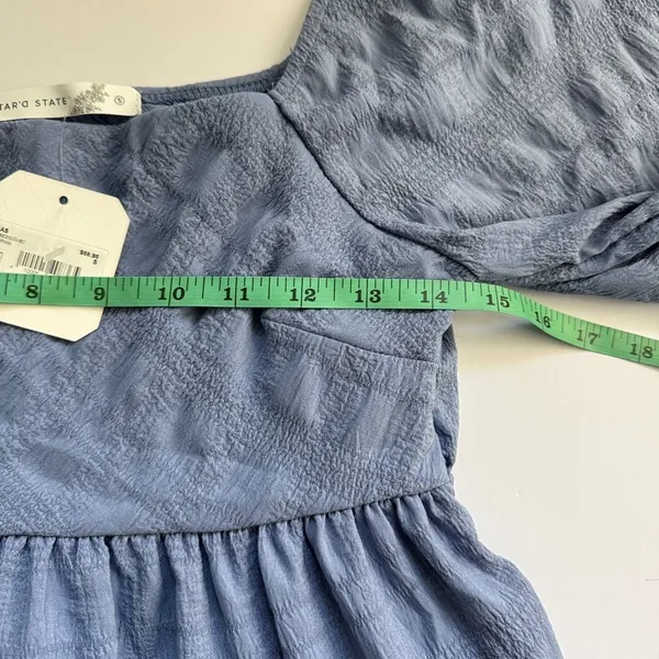 Altar'd State Blue Meadow Tiered Peplum Blouse Size Small NWT - Image 4