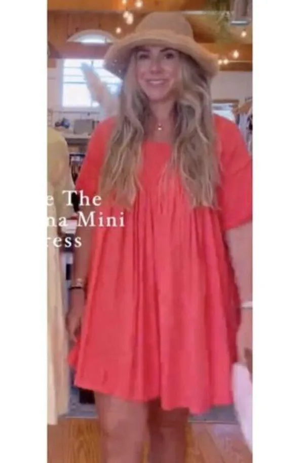 FREE PEOPLE Catalina Mixed Media Minidress in Radiant Watermelon Size X-Small - Image 11
