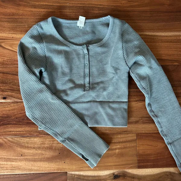 Offline by Aerie Waffle Knit Cropped Long Sleeve - Image 2