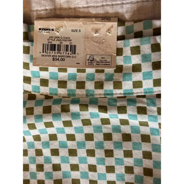 SO Goods for Life Green Checkered Skater Mini Skirt High Rise Small JG2UY001RP - Image 6