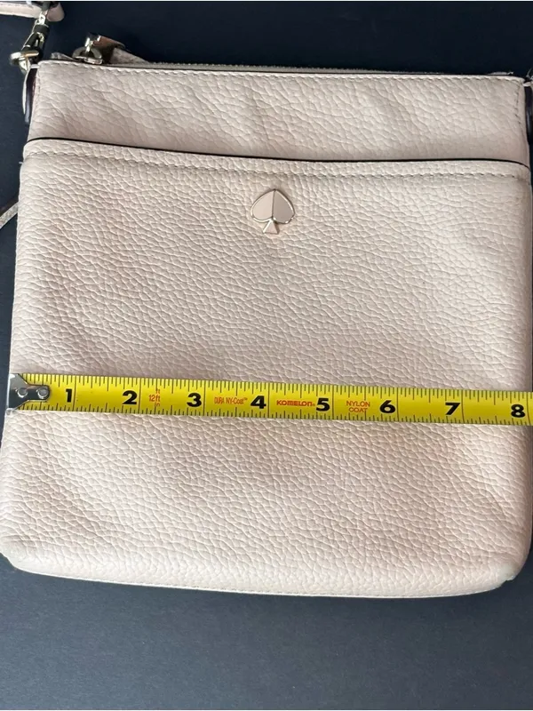 Kate Spade Polly Small Swing Pack Neutral Pink Pebbled Leather Crossbody Bag. - Image 12