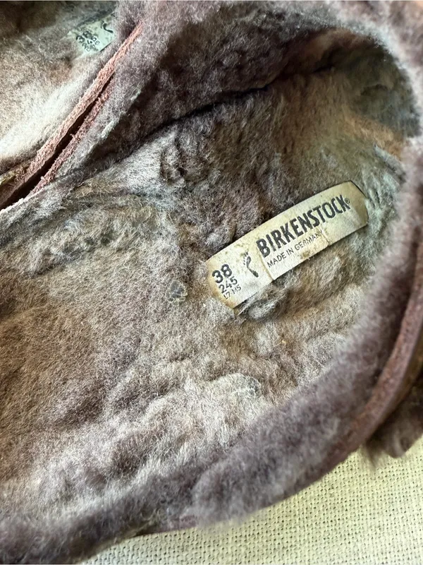 Birkenstock Arizona Shearling Sandals Brown Mocha Suede Size 38 - Image 8