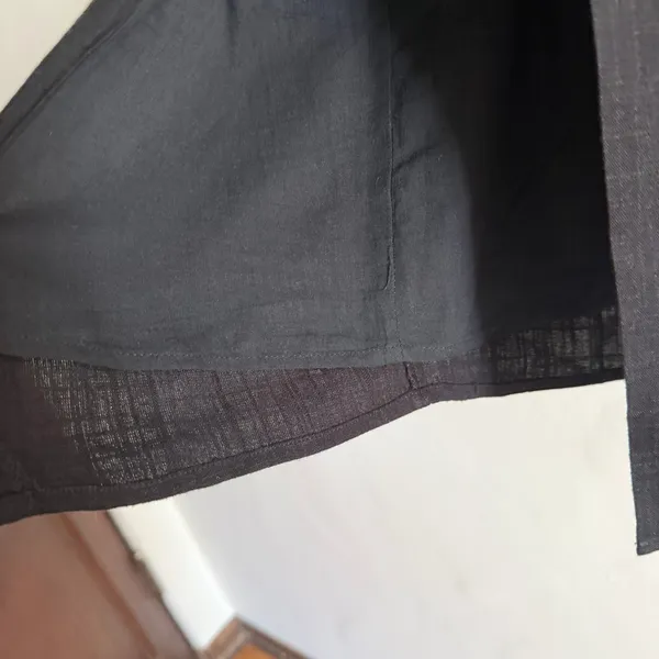 CAARA Anthropologie Black Linen Blend Midi Length Straight Column Skirt XS - Image 4