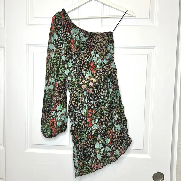 Skylar + Madison One‎ Shoulder Floral Mini Dress Small - Image 3