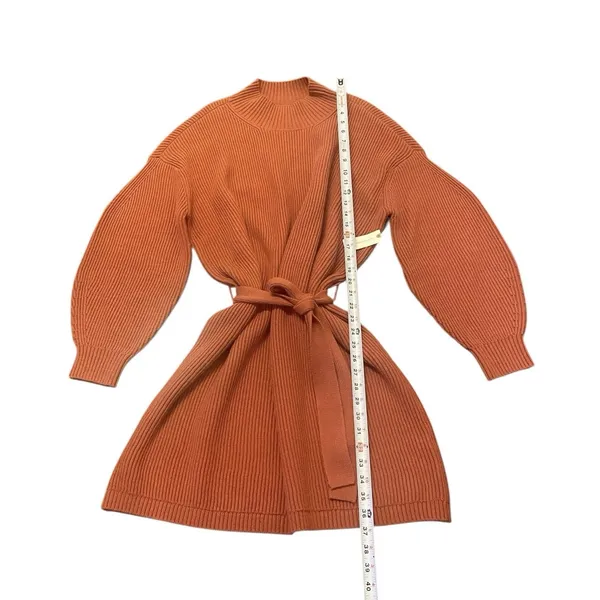 Anthropologie Maeve Mini Dress Cedar Long Sleeve Mock Neck Tie Waist XL NWT‎ - Image 6