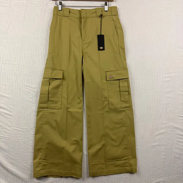 NWT Dickies Women Size 2R Cropped Cargo Pants Khaki Twill Utility Skate Workwear - Image 2