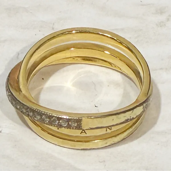 Pandora Crossover Pavé Triple Band Ring 14k‎ gold plating Size 9 - Image 4