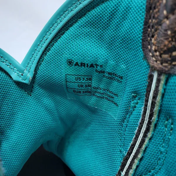 Ariat Fatbaby Heritage Boots Women 7.5 B Brown Teal Leather Western 10016238‎ - Image 6
