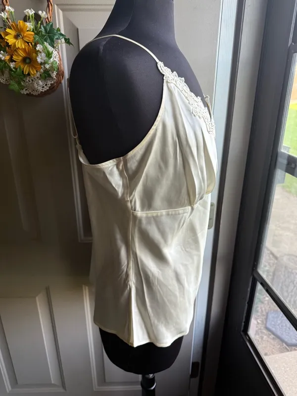 Vintage Y2K Halston Jeans jeweled scalloped silk bustier tank, size XL - Image 5